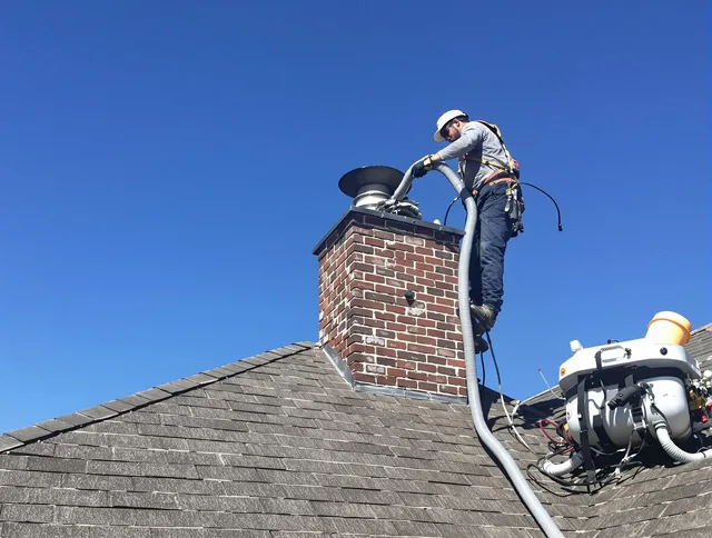 Dedicated Corona Chimney Sweep team member cleaning a chimney in Corona, CA
