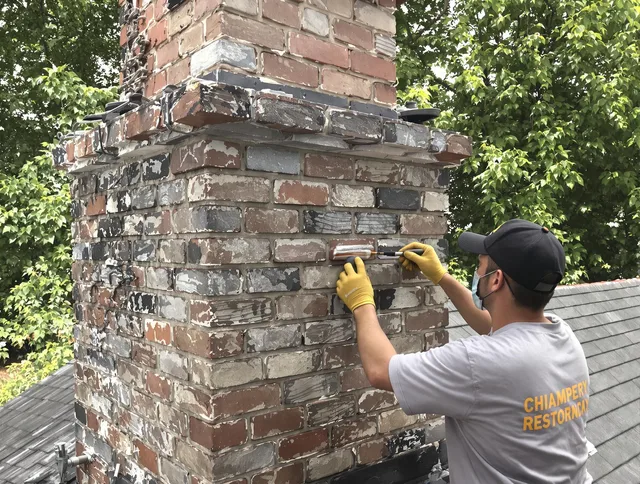 In-progress chimney restoration by Corona Chimney Sweep in Corona, CA