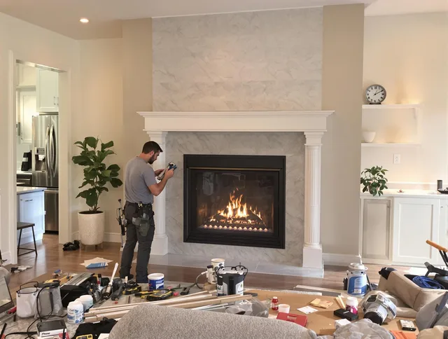 Newly installed fireplace by Corona Chimney Sweep in Corona, CA